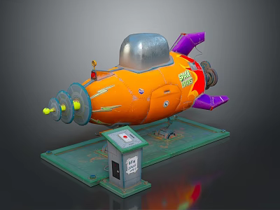 Orange Household Item With Purple Parts Transparent Dome And Green Base Control Box 3d model