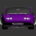Purple Vintage Muscle Car Featuring Black Roof And Rear Spoiler Design