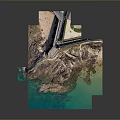 Scenic Coastal Lighthouse Building On Rocky Shore With Blue Water