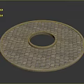 Circular Stone Paved Structure With Central Round Hole And Textured Surface 3d model