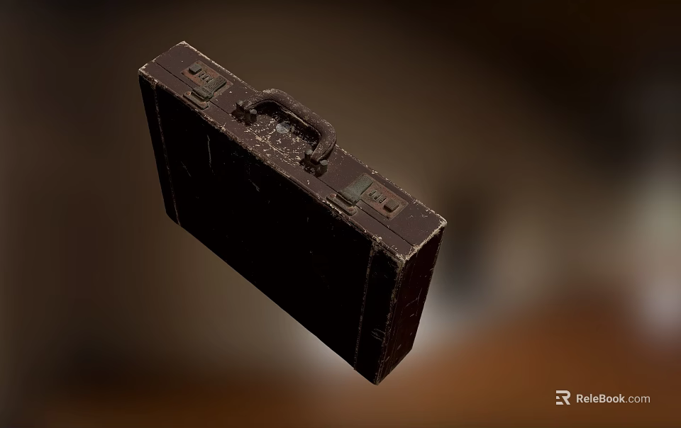 Vintage Suitcase With Classic Design Metal Locks And Aged Leather Surface 3d model 