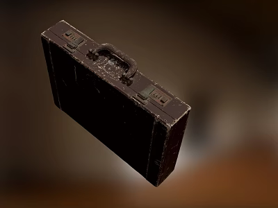 Vintage Suitcase With Classic Design Metal Locks And Aged Leather Surface 3d model