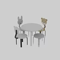 Wooden Kids Chairs With Animal Head Design And Round Table In Multiple Colors