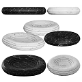 Multiple Marble Patterned Round Trays In Black And White Decorative Design