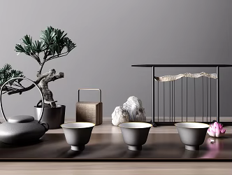 New Chinese Tea Set Tea Set Ornaments Combination 3d model