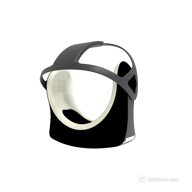 Ergonomic Black White Headband With Breathable Holes And Curved Design 3d model 
