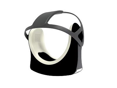 Ergonomic Black White Headband With Breathable Holes And Curved Design 3d model