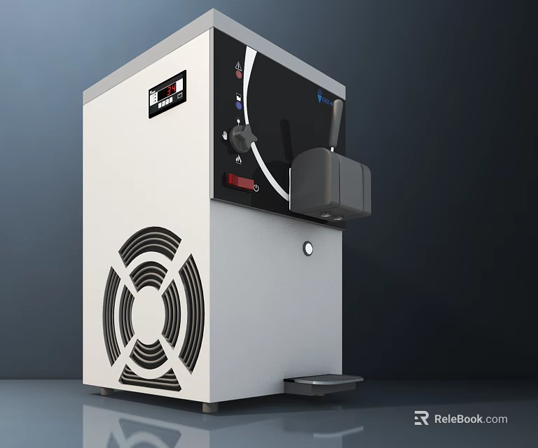 Smart Machine With White Exterior Black Panel Display Screen Control Buttons And Ventilation Grilles 3d model 