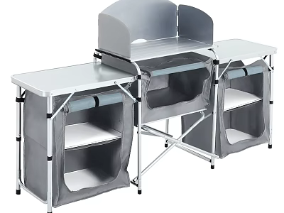 Portable Folding Outdoor Table Set With Storage Shelves 3d model