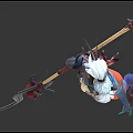 Horned Blue Skin Fantasy Character With Orange Skirt And Staff Weapon Design