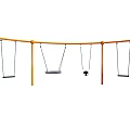 Outdoor Playground Swing Set With Orange Frame Multiple Swings And Seats For Kids