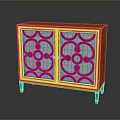 Traditional Wooden Cabinet With Carved Glass Doors And Decorative Legs Design