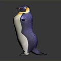 Colorful Penguin Figure With Spread Wings And Blue Yellow White Purple Feathers