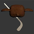 3D Monkey Character Figurine With Big Ears Holding Slingshot Brown Design