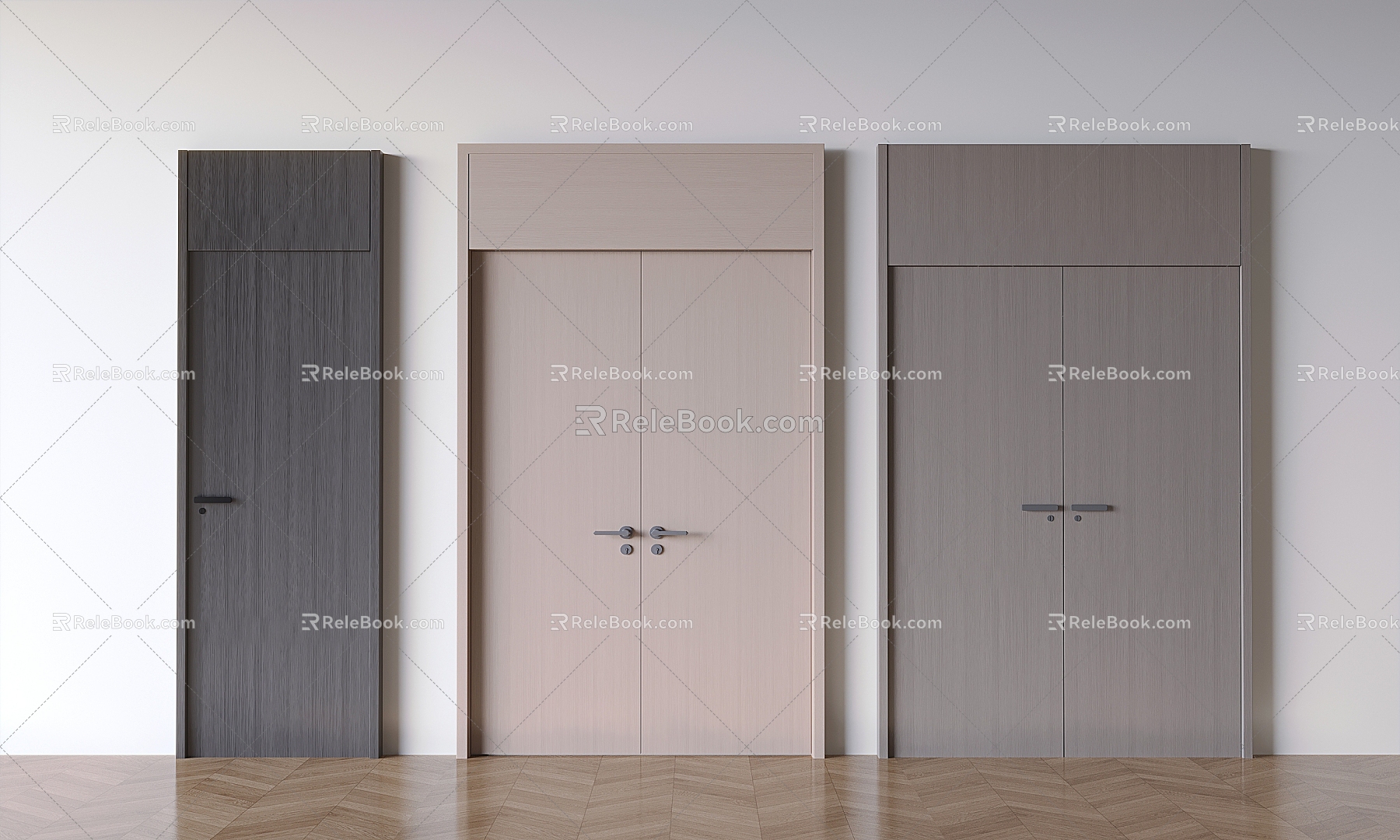 Solid Wood Swing Door Double Door Double Door Double Door Single Door 3d model