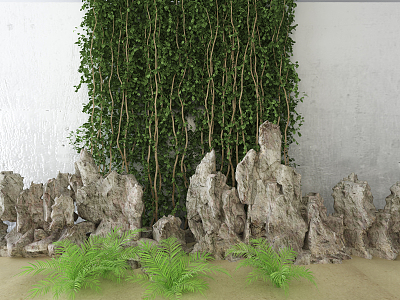 Modern rockery green wall model