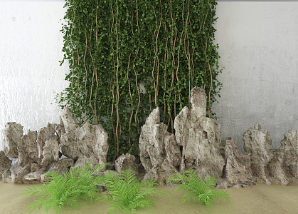 Modern rockery green wall 3d model