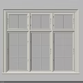 White Casement Window With Multi Pane Grid Design For Interior Use 3d model