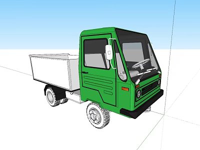 Green Compact Utility Vehicle 3D Design With Cargo Bed 3d model