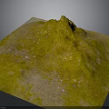 Yellow Green Terrain Model With Small Hill And Textured Surface