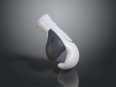 White And Gray Leather Boxing Gloves Placed On Dark Background With Reflection 3d model