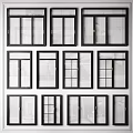 Various Style Windows With Black Frames Display On White Background 3d model
