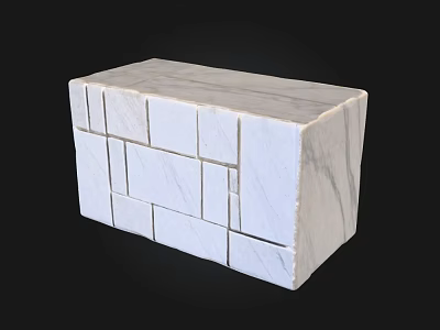 Natural Stone And Wood Cube Design With Interlocking Marble Blocks Texture 3d model