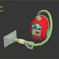 Powerful Red Electronic Vacuum Cleaner For Home Use With Gray Hose And Nozzle