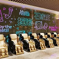 Warm Modern Shopping Mall Food Hall With Natural Wooden Decor And Comfortable Casual Dining Seats
