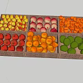 Supermarket Grocery Colorful Fresh Assorted Fruits Organized in Wooden Crates