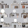 Stylish Modern Dressing Table Designs With Mirrors Drawers And Stools 3d model
