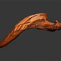 Vibrant Orange Plant Driftwood With Smooth Surface On Gray Background