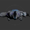 Futuristic Sci Fi Character in Tech Inspired Outfit With Hooded Coat and Glowing Blue Accents