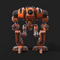 Smart Orange Machine With Mechanical Structure Jointed Legs And Armored Design 3d model
