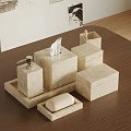Modern Minimal Bathroom Accessories Set With Marble Soap Dispenser Tissue Box And Tray