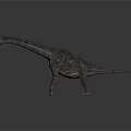 3D Dinosaur Character With Long Neck Spiked Back And Gray Skin Standing On Gray Background