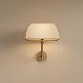 Modern Wall Lamp With Light Fabric Square Shade And Metal Pole Mounted On Wall