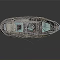 Abandoned Wooden Boat With Worn Out Hull And Weathered Deck Structure