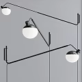 Modern Black Metal Wall Lamps With Adjustable Arms And White Spherical Shades