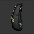 Black Backpack With Red Accents And Colorful Stickers For Everyday Use