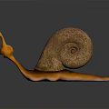 3D Cartoon Snail Model With Big Colorful Eyes Brown Spiral Shell And Orange Body