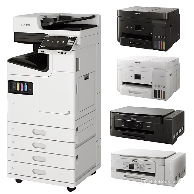 EPSON Multifunction Printers And Office Devices In Various Models And Colors 3d model 