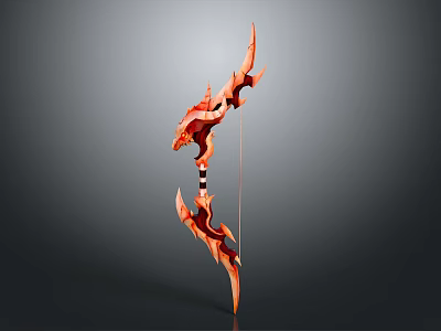 Orange And Black Dragon Shaped Bow With Elaborate Fantasy Weapon Design 3d model