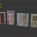Old Vintage Wooden Doors Displayed With Different Aged Frames And Styles 3d model