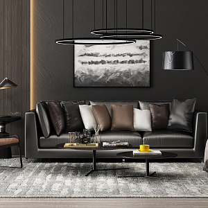 Modern Sofa Coffee Table Combination Leather Sofa Combination 3d model