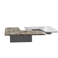 Modern Coffee Table With Irregular Marble Top And Metal Base Design 3d model