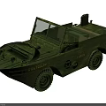 Military Style Green Amphibious Car With Open Cockpit And Large Wheels