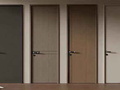 Modern Wooden Swing Doors In Various Colors With Sleek Handle Designs 3d model
