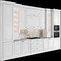 White Kitchen Cabinets With Marble Countertop Central Island And Interior Design