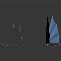 Colorful Sailboat Models With Blue Red Sails And Different Designs On Reflective Water Surface